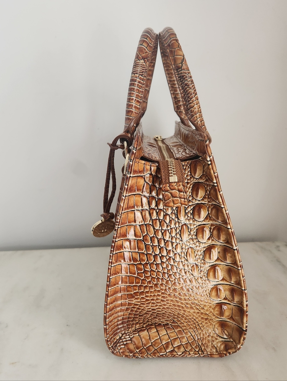 NWT Brahmin Luggage Brown Cami Croc-Embossed Leather Bag Shoulder - Picture 6 of 7